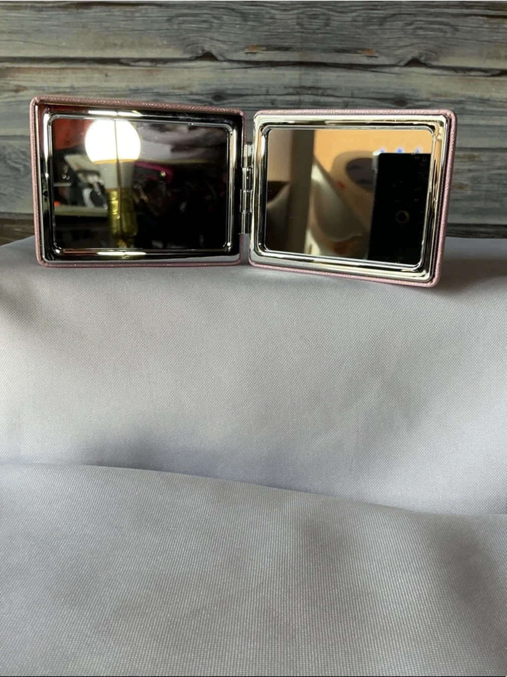 Pink Compact Mirror Travel Makeup Double Mirror Portable Purse Size